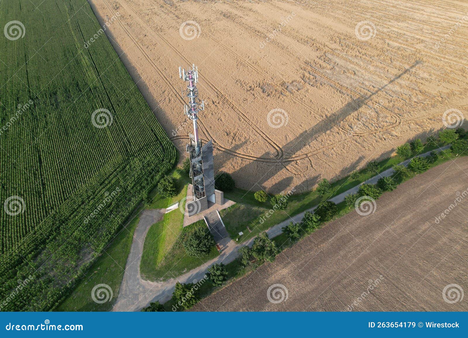 aerial view of the rozhledna romanka observation deck in hruby jesenik, czech republic