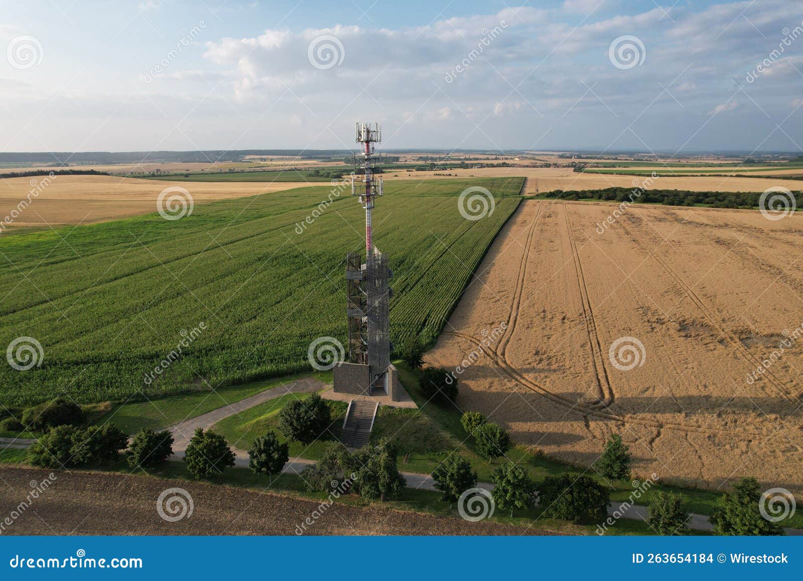 aerial view of the rozhledna romanka observation deck in hruby jesenik, czech republic