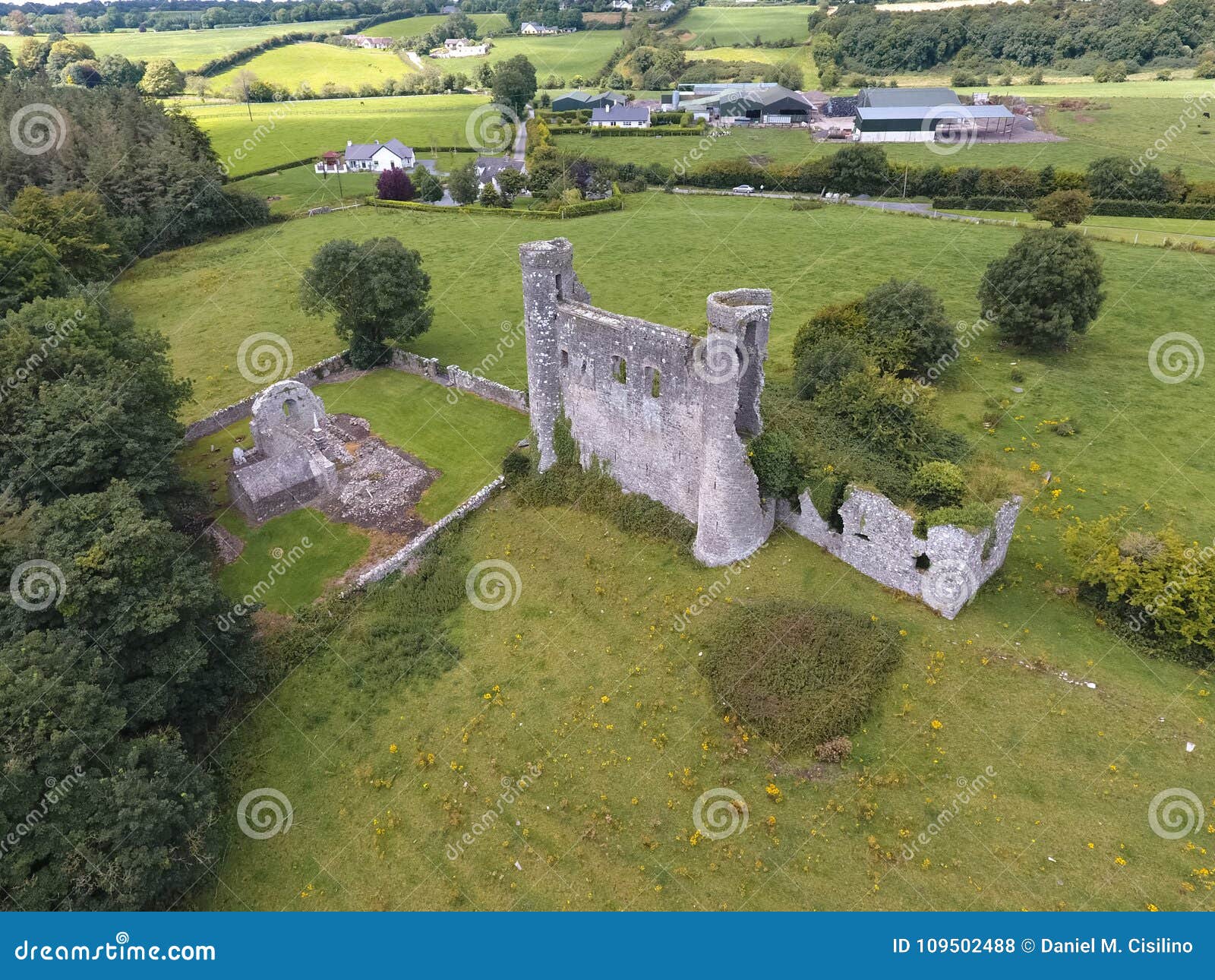 Aerial View. Dunmoe Castle. Navan. Ireland Stock Photo - Image of ...