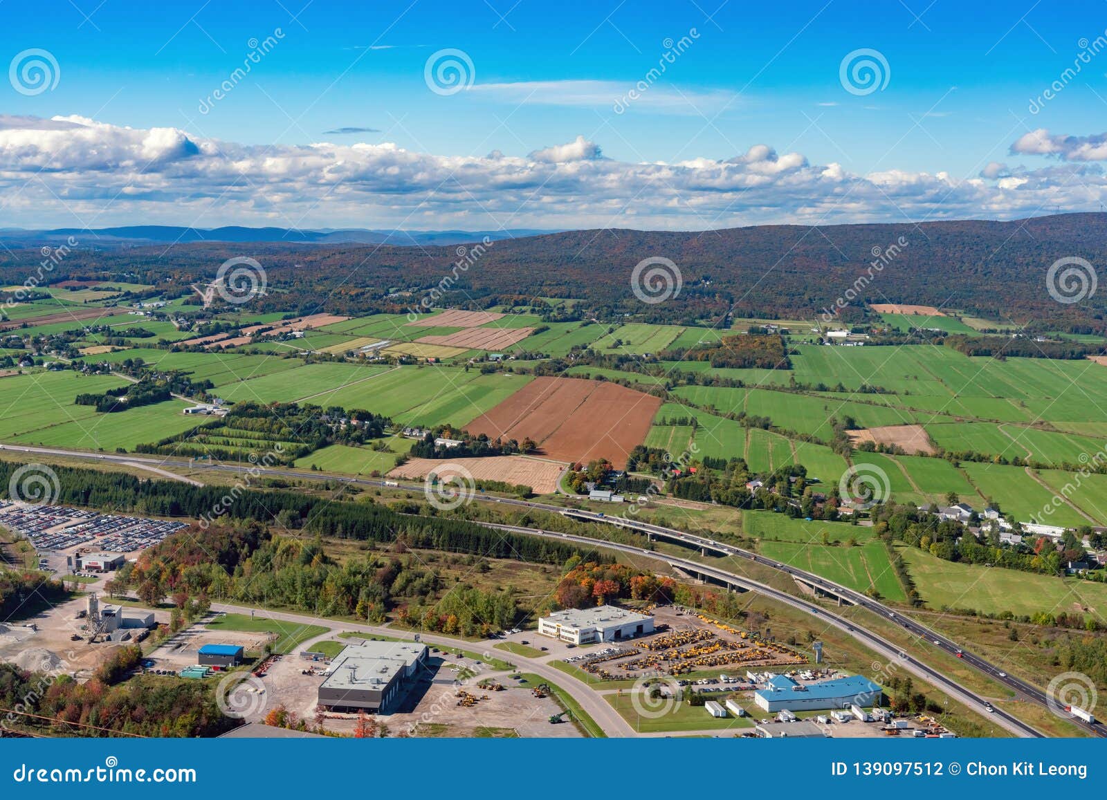 aerial view of saint-augustin-de-desmaures area with fall color