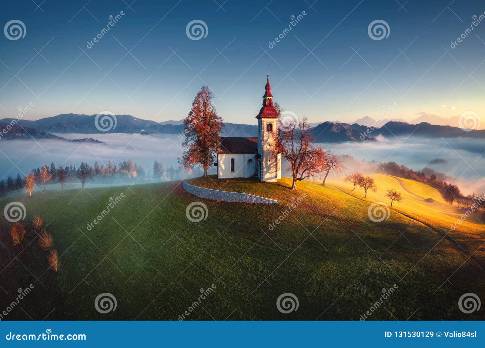 aerial view of saint tomas church, slovenia