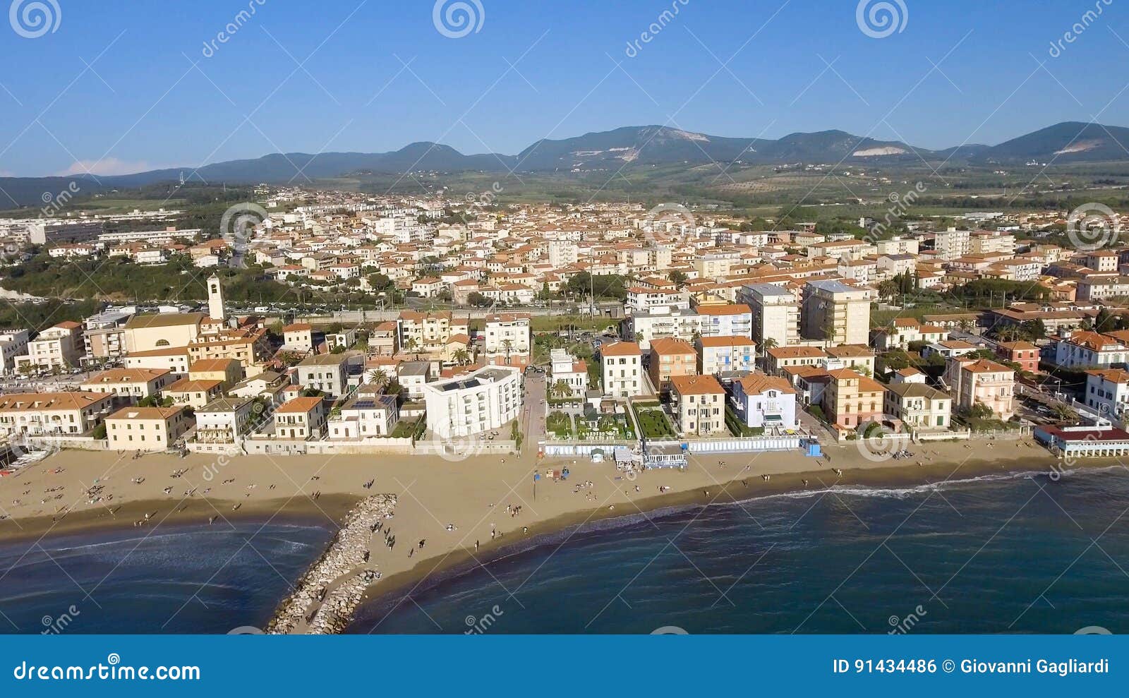 Aerial View of San Vicenzo in Tuscany. Port and City Skyline Stock ...