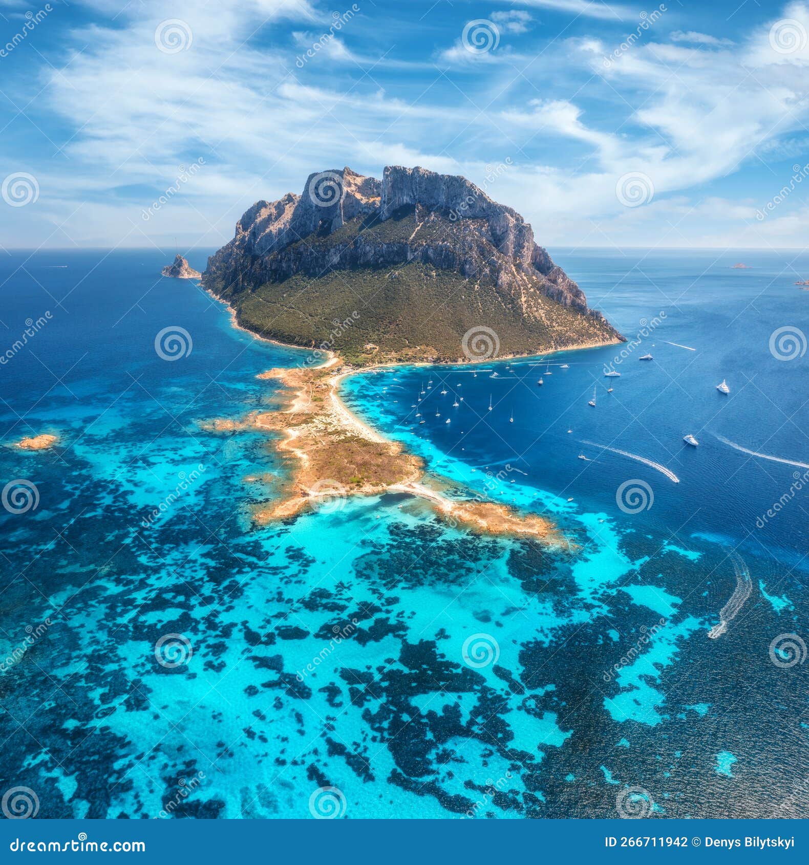 Aerial View of Sandy Beach on Tavolara Island in Sardinia, Italy Stock ...