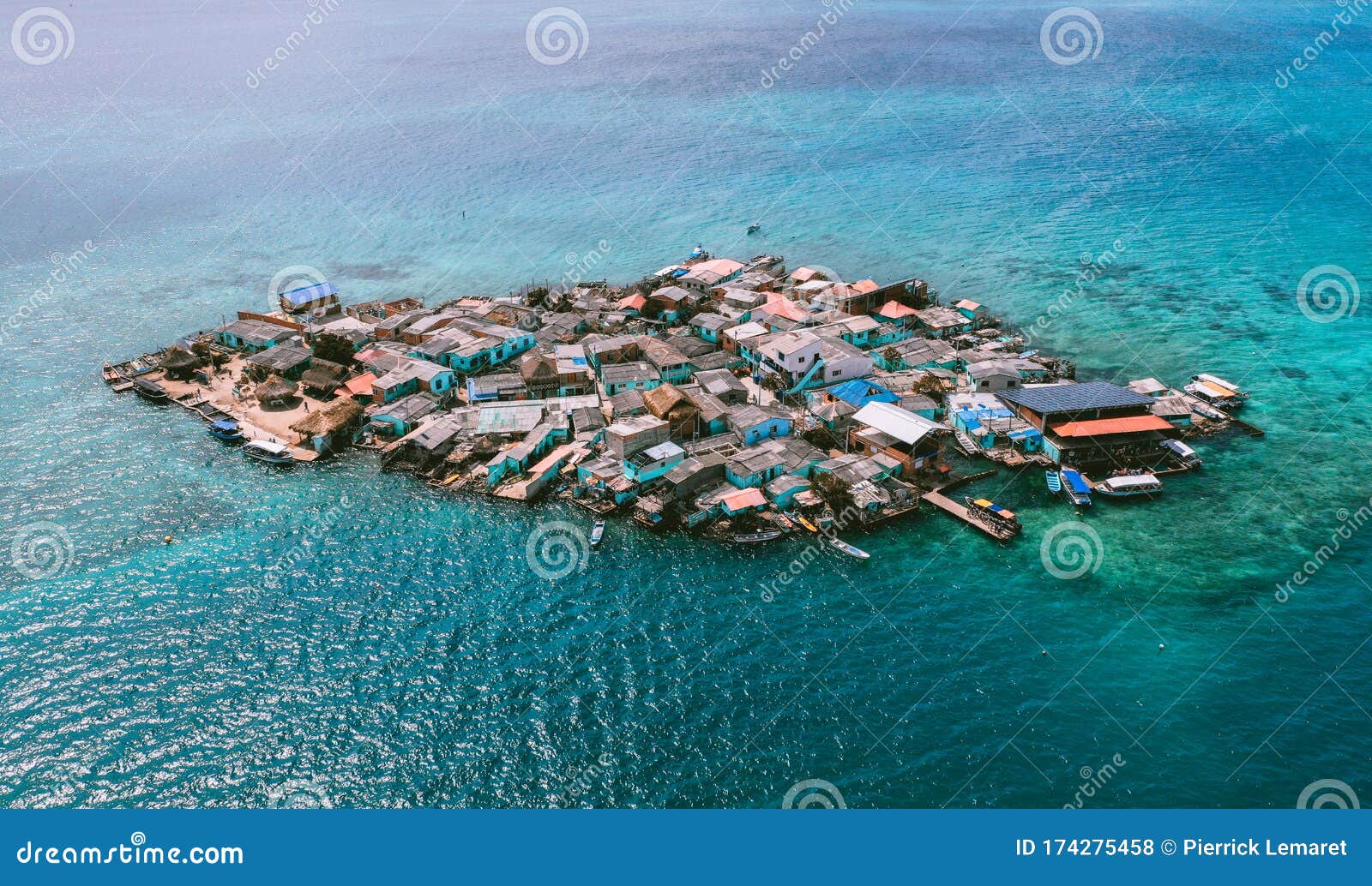 aerial view of santa cruz del islote the most populated island in the world