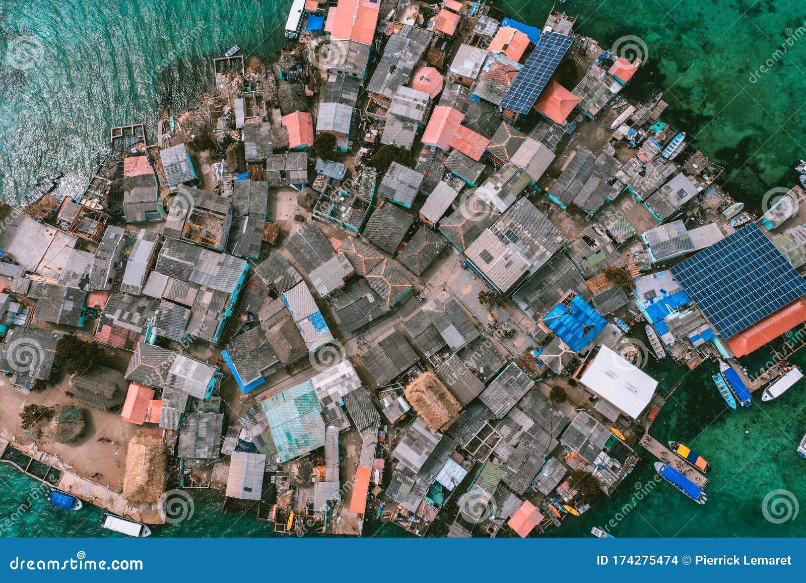 aerial view of santa cruz del islote the most populated island in the world