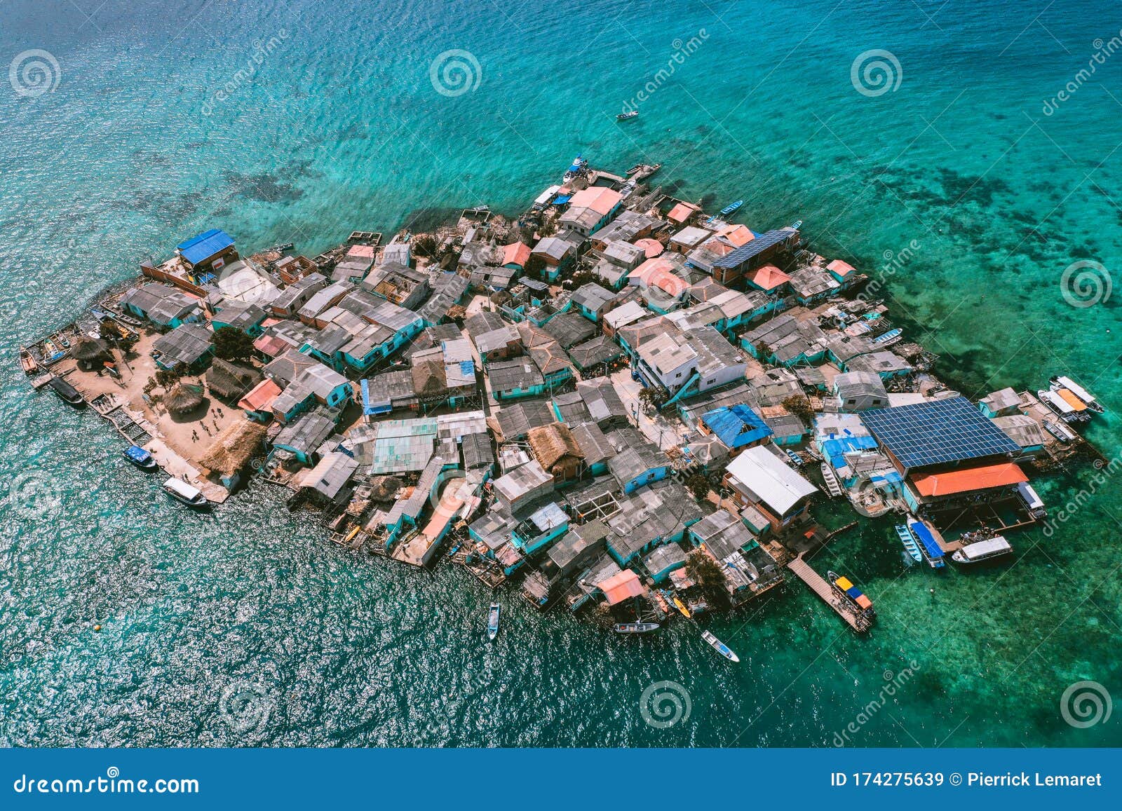 Aerial View of Santa Cruz Del Islote the Most Populated Island in the