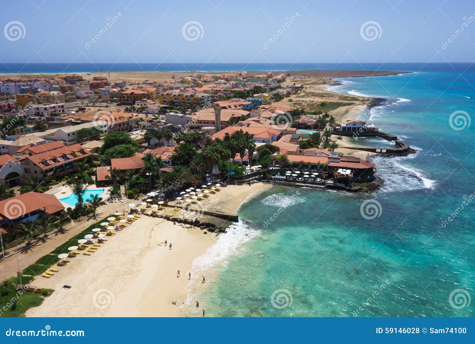 View of Santa Beach in Sal Island Cape Verde - Cabo Stock Photo of archipelago, sotavento: 59146028