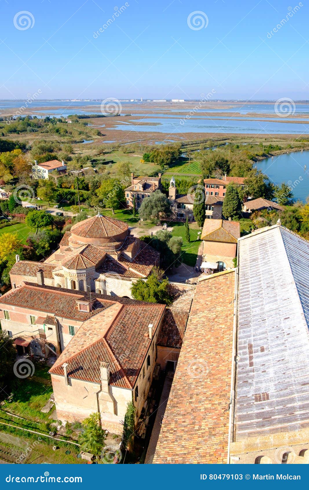 aerial view of santa maria di assunta cathedral on torcello island