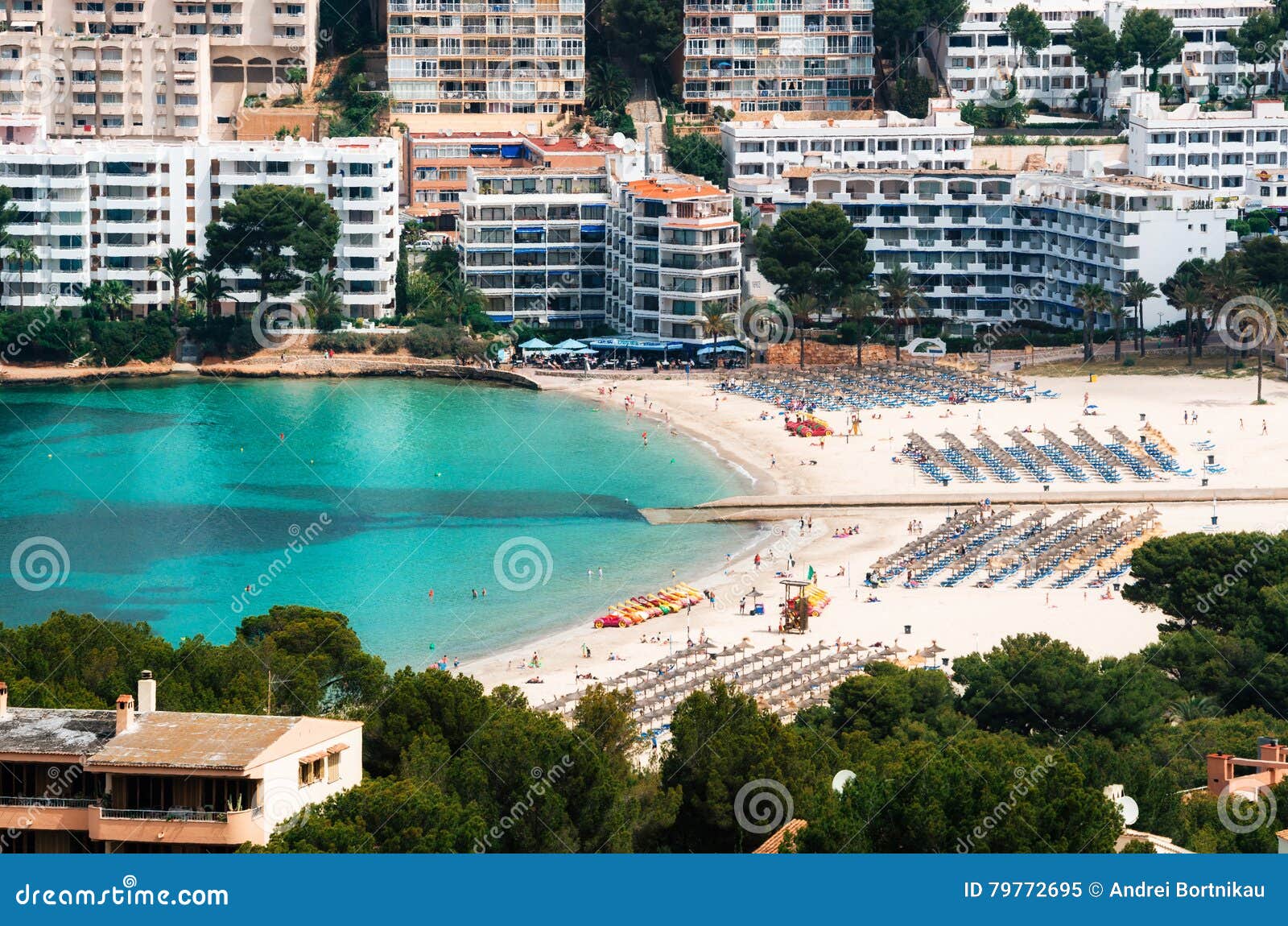 aerial view of santa ponsa beach and hotels, mallorca