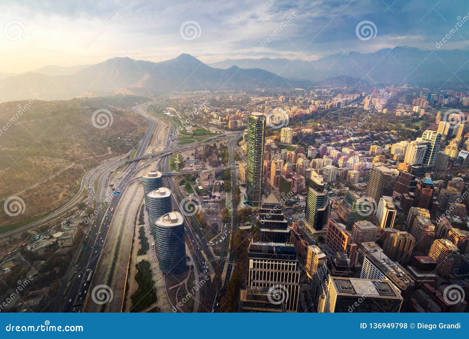 aerial view of santiago financial district also known as sanhattan - santiago, chile