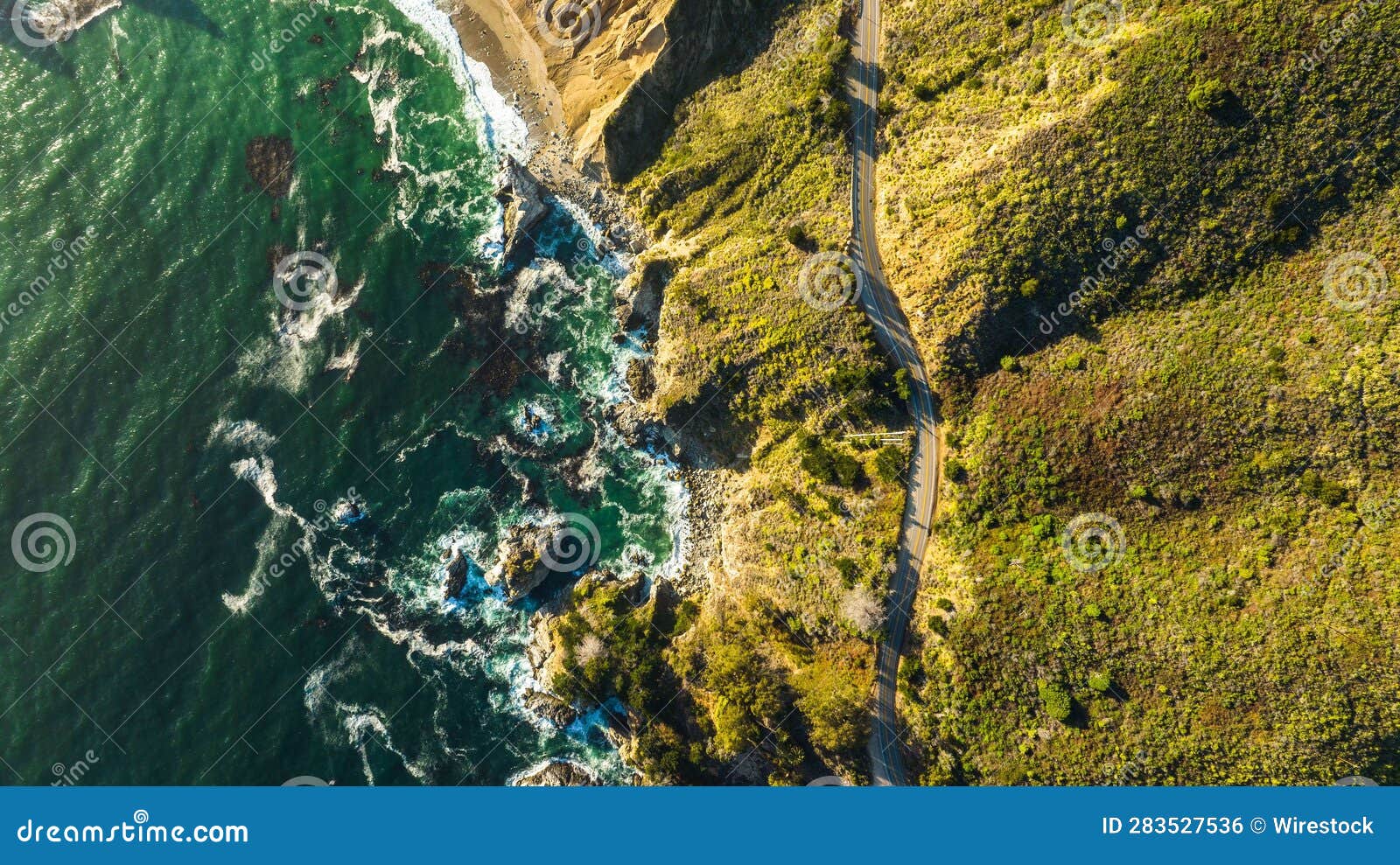 Aerial View of Sea with Rocky Beach Stock Photo - Image of peaceful ...