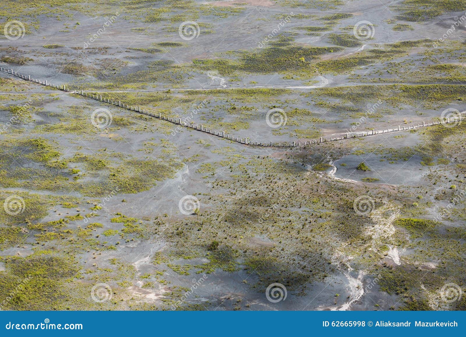 Aerial View of Sea of Sand Inside Bromo Tengger Caldera Stock Photo