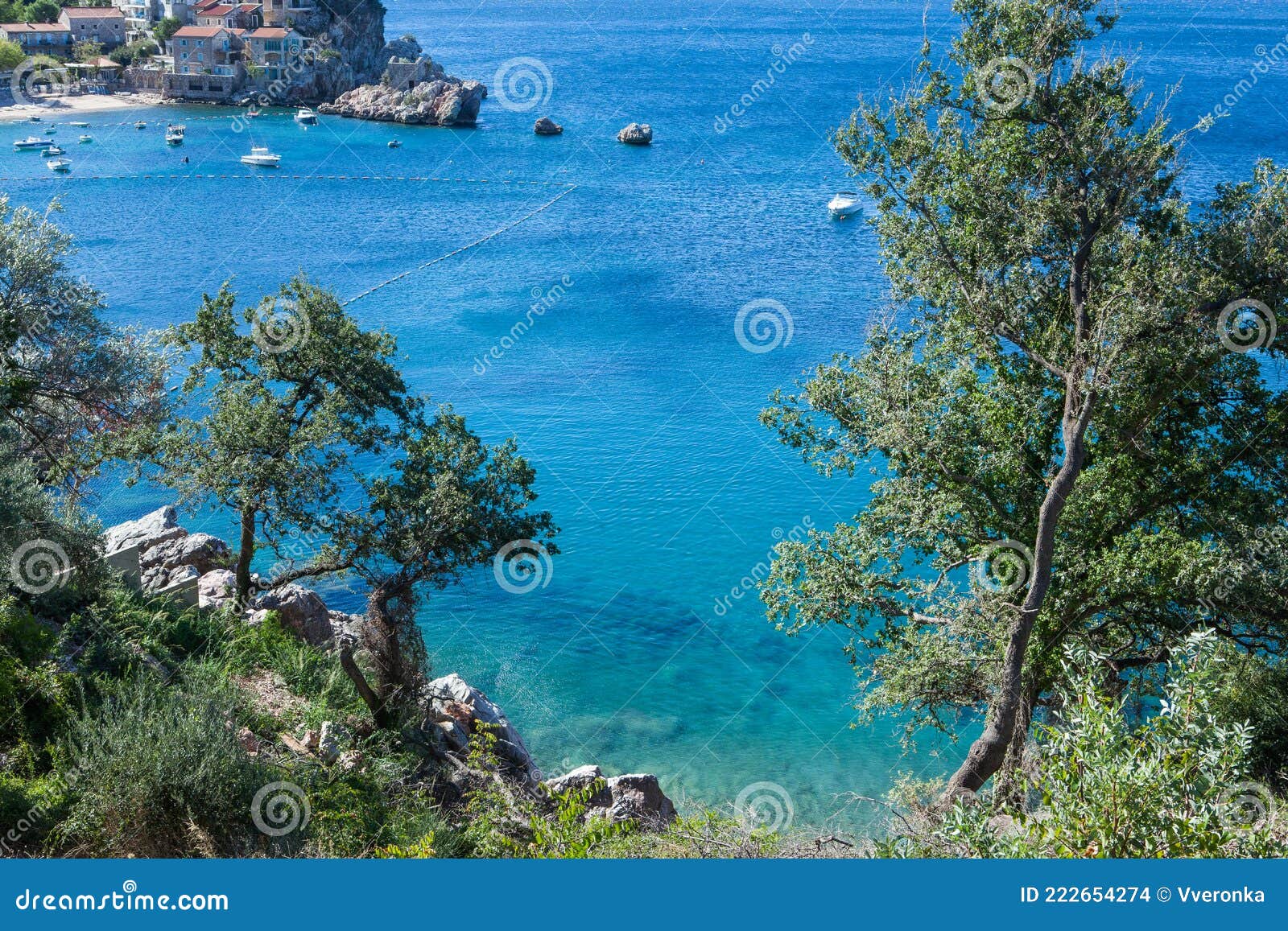 Aerial View on Seascape of Adriatic Sea Coast in Budva Riviera ...