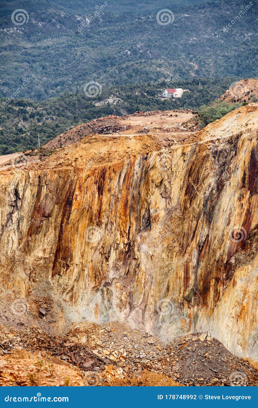 aerial view of sections of open cut mining pit