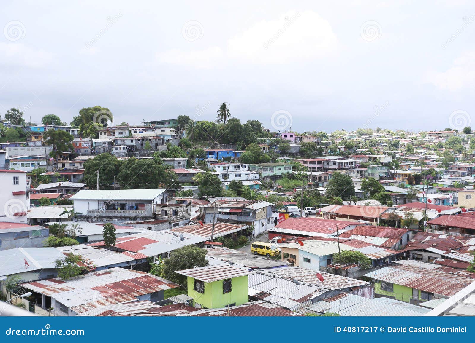 aerial view of shanty towns in panama city, panama