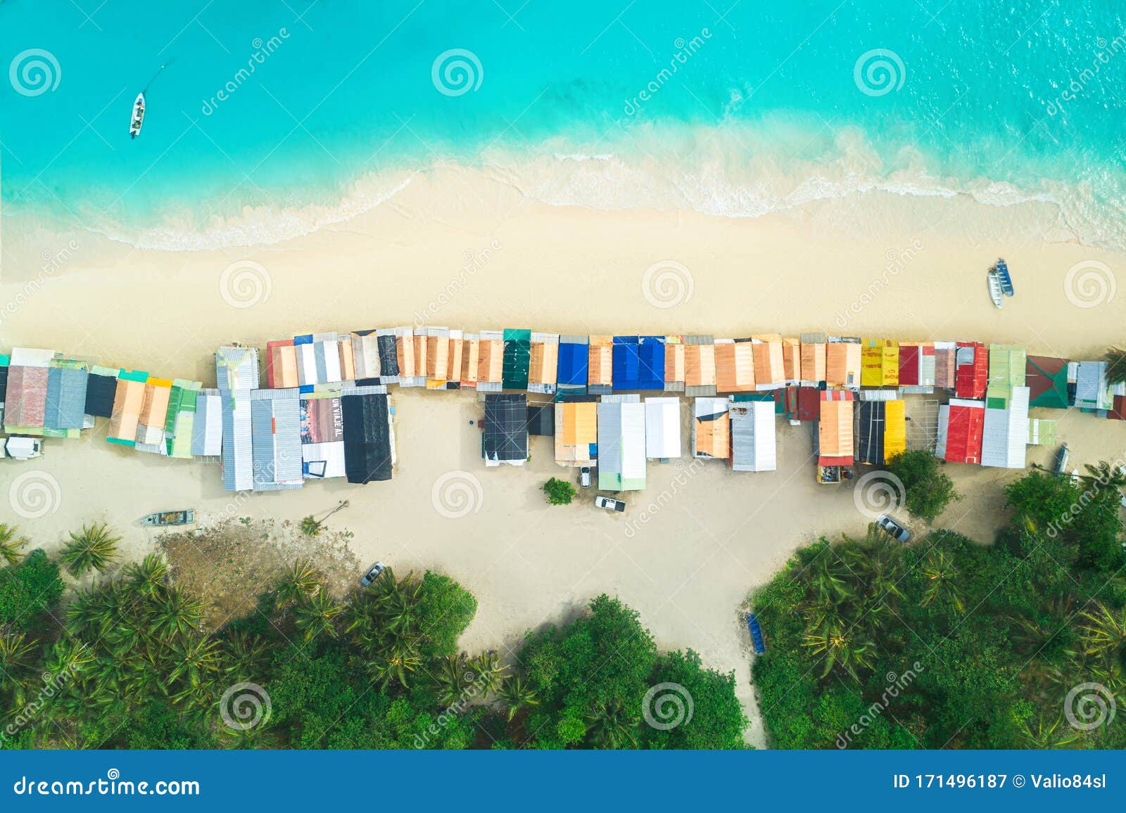 aerial view of shopping center at the tropical beach in punta cana, dominican republic