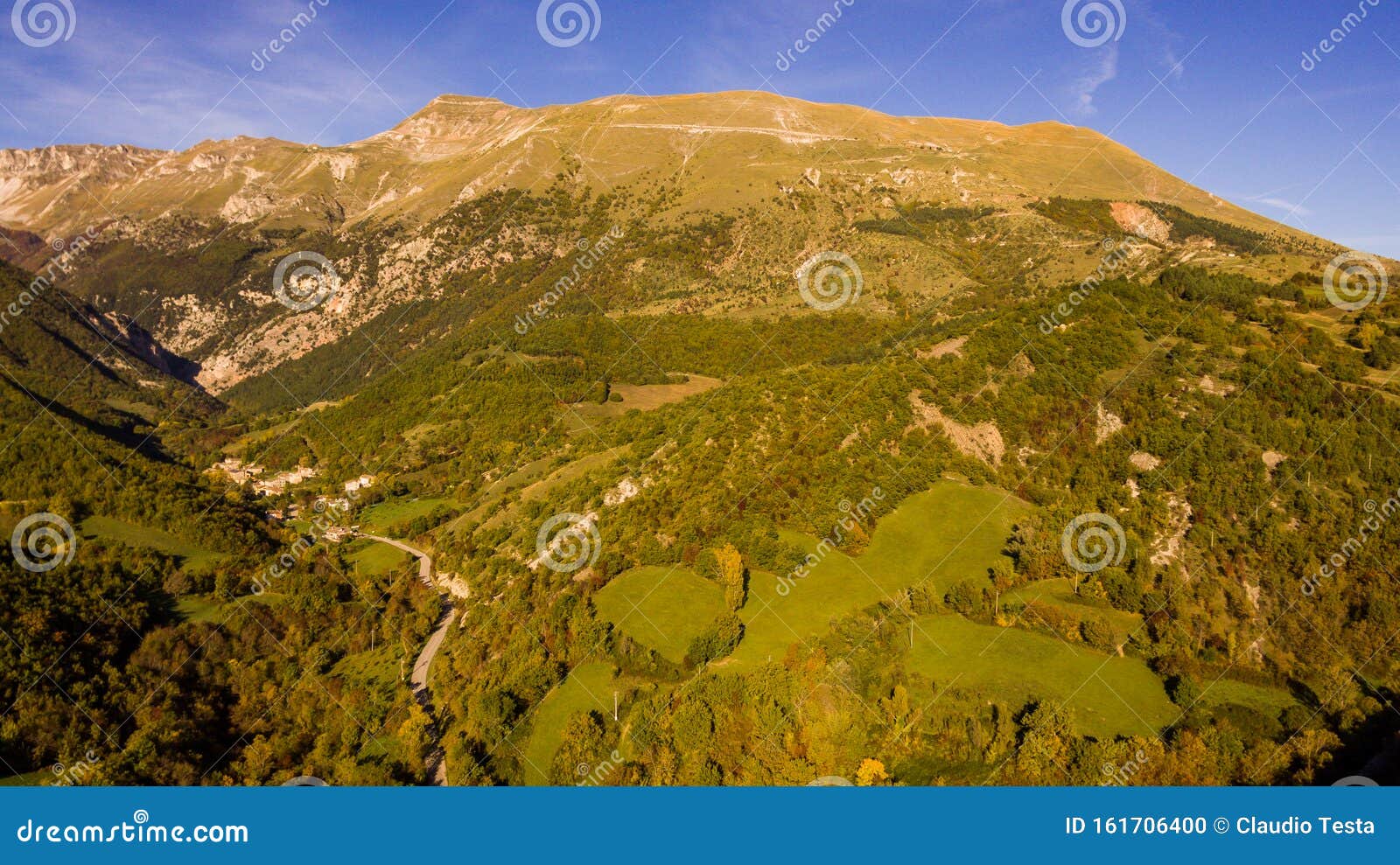 aerial view of sibillini mountains in autumn