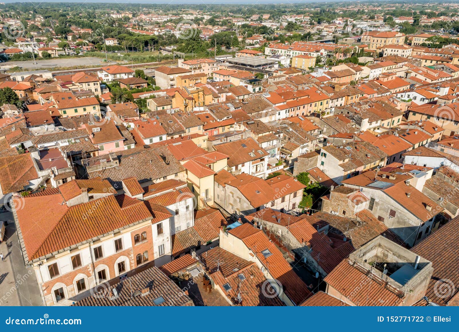 aerial view of small town pietrasanta in versilia, tuscany, italy