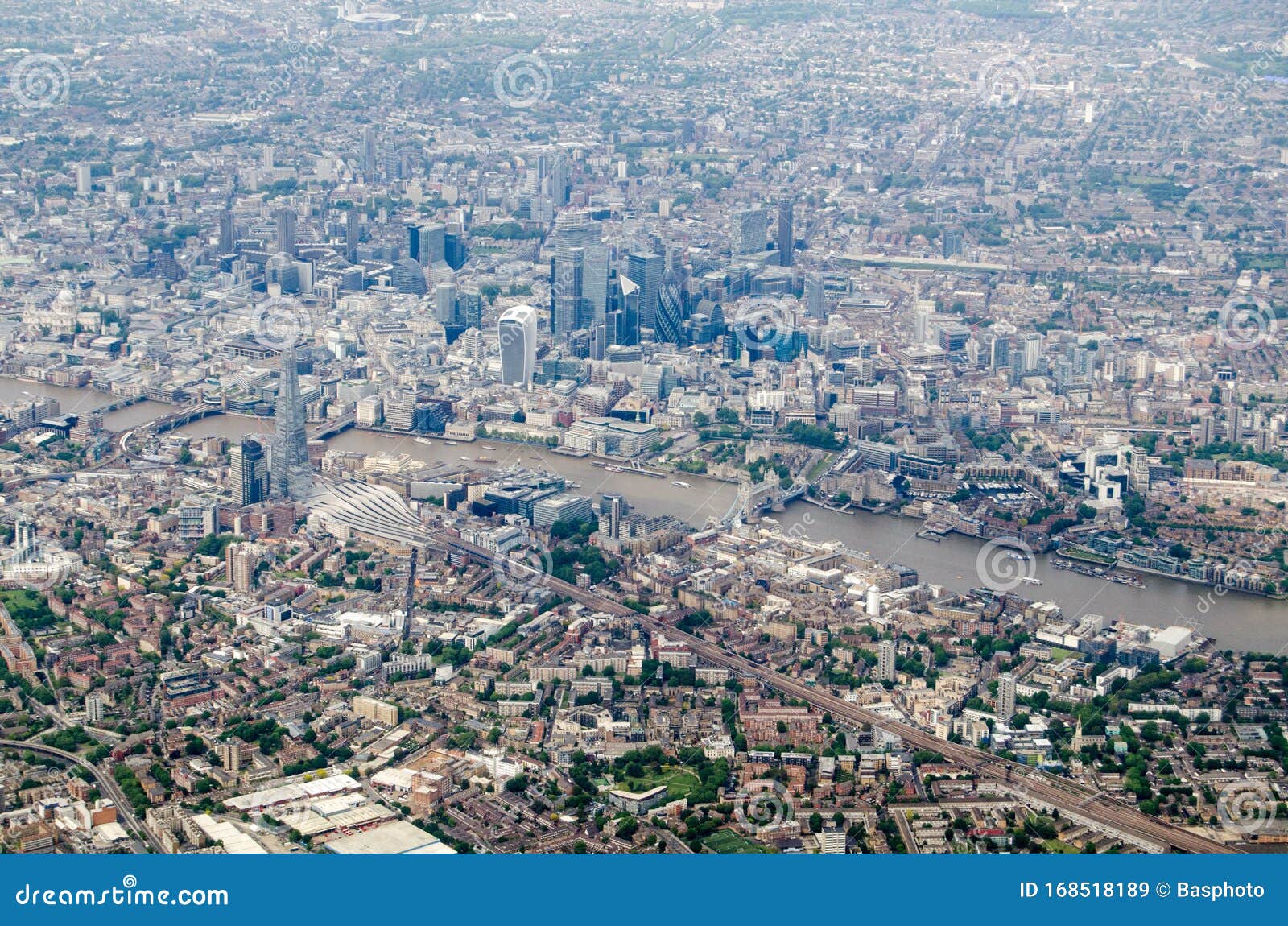 aerial view of southwark and the city of london
