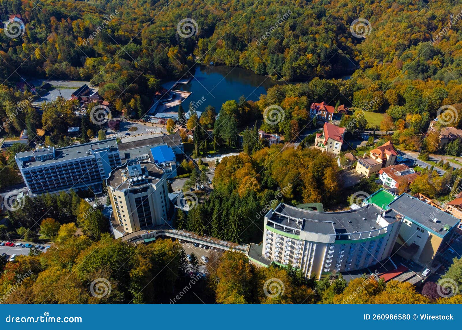 aerial view of sovata resort - romania