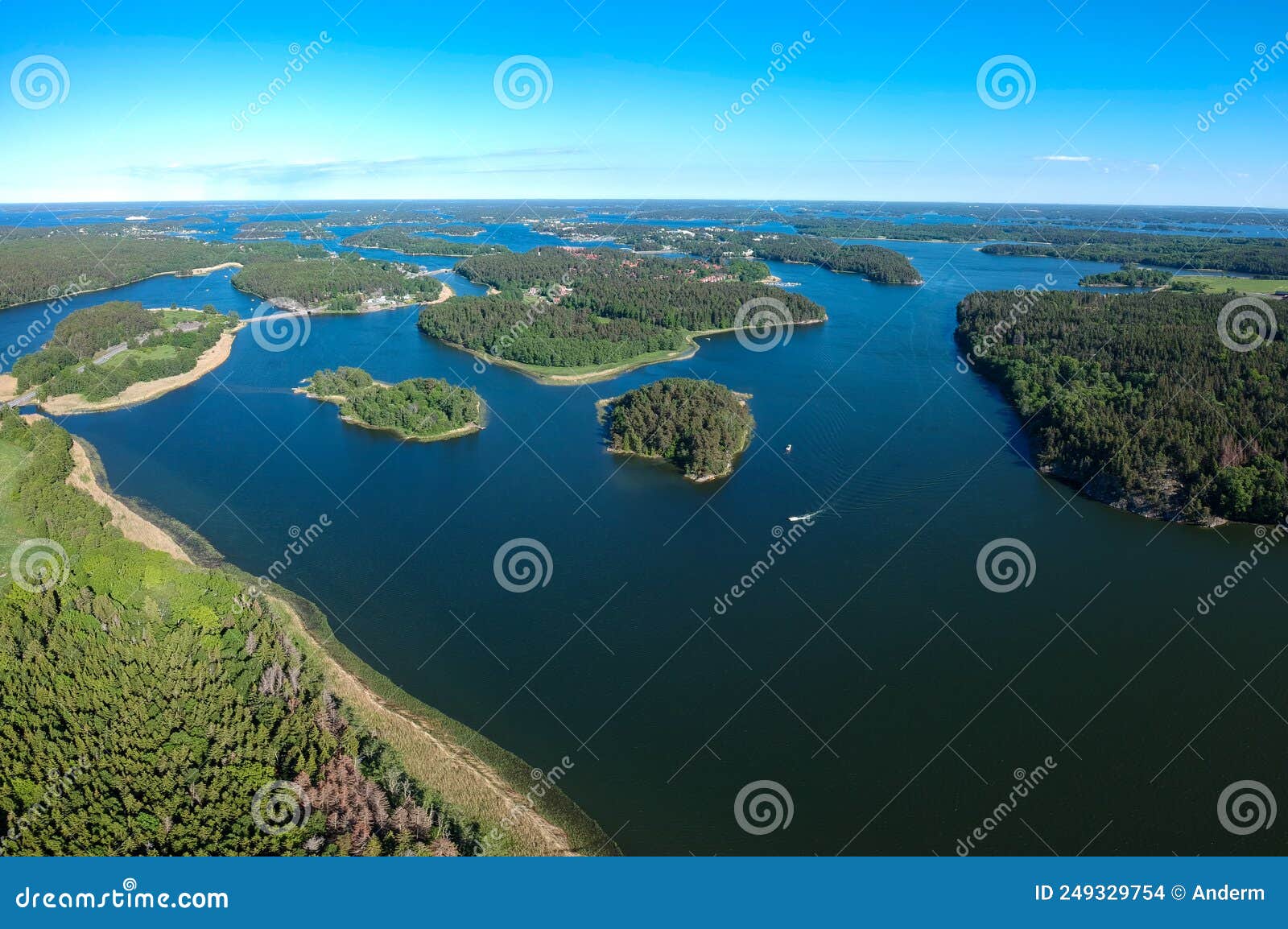 aerial view of stockholm archipelago in sweden