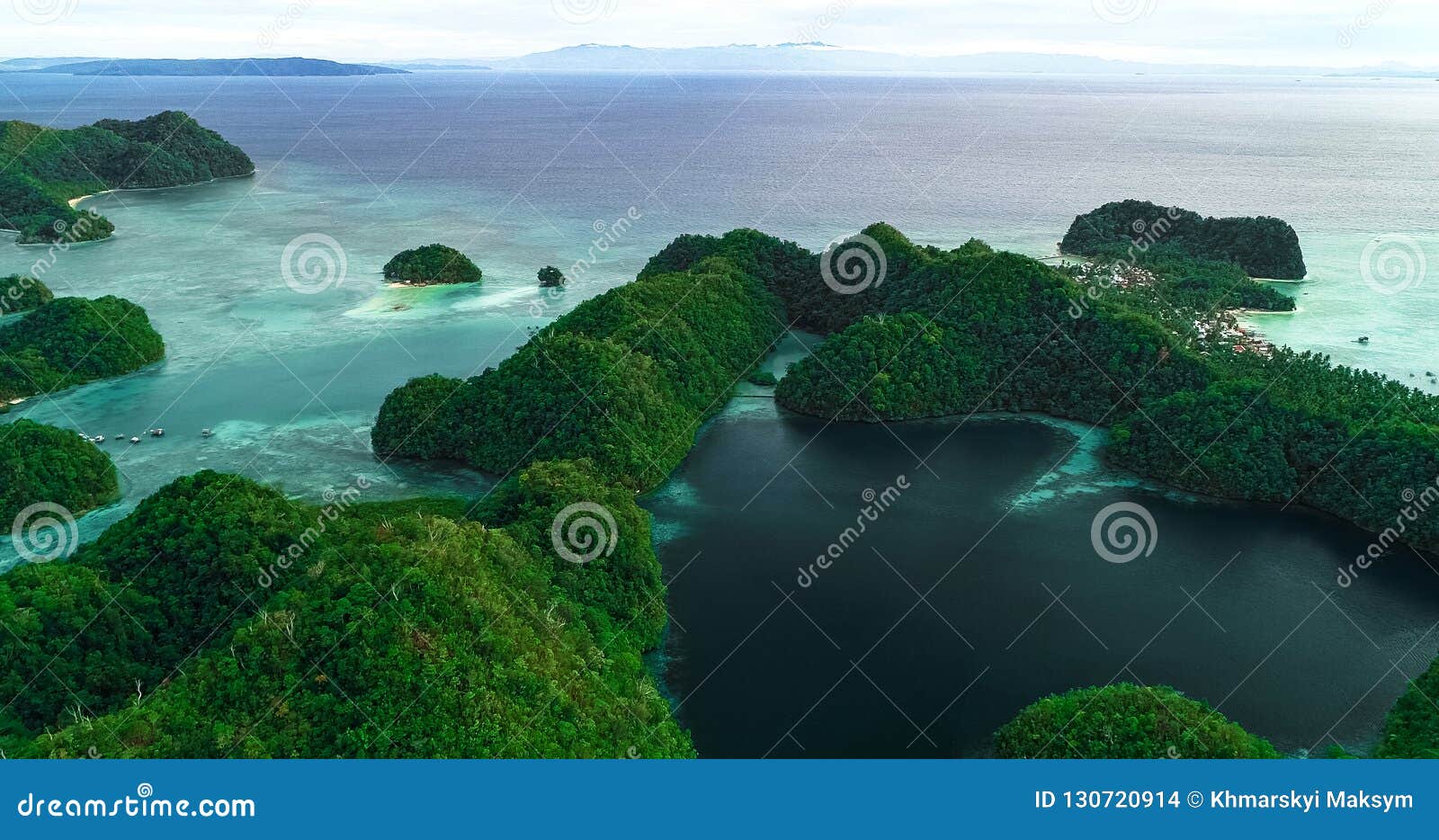 Aerial View Of Sugba Lagoon Beautiful Landscape With Blue Sea Lagoon