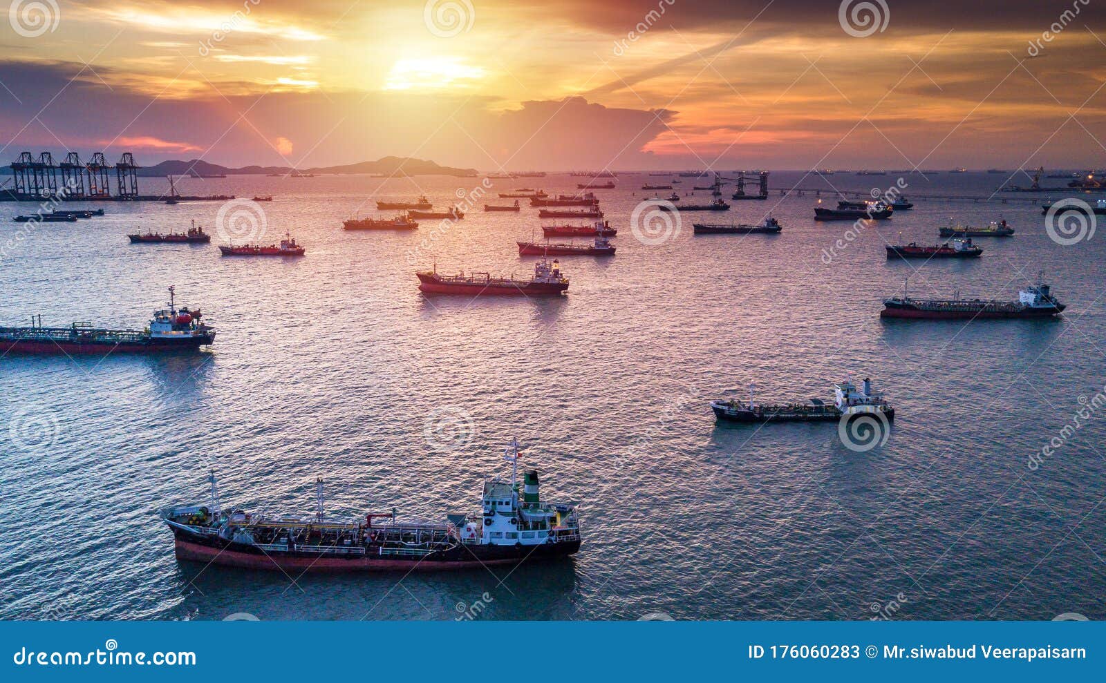 aerial view tanker cargo vessel oil and gas petrochemical in oil terminal, global business commercial trade freight fuel chemical