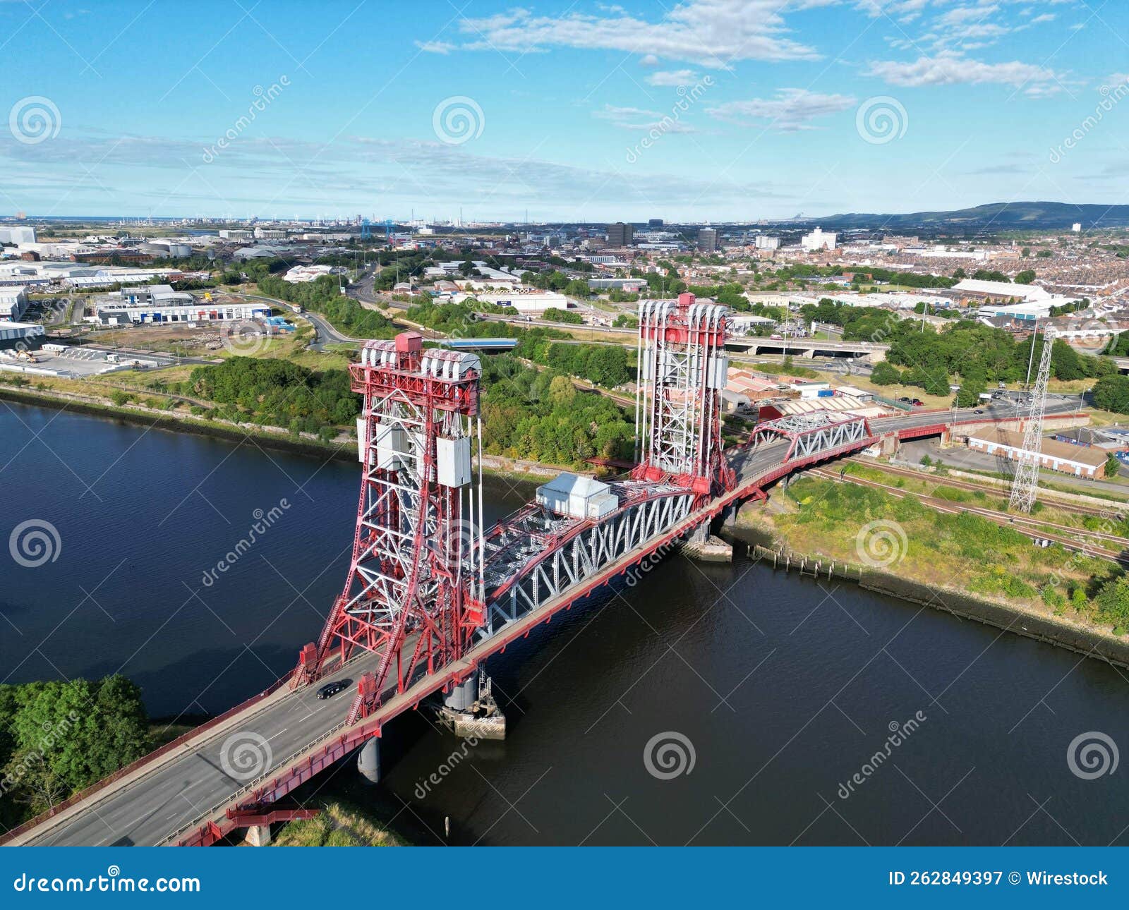 Aerial View of the Tees Newport Bridge in Stockton-on-Tees, United