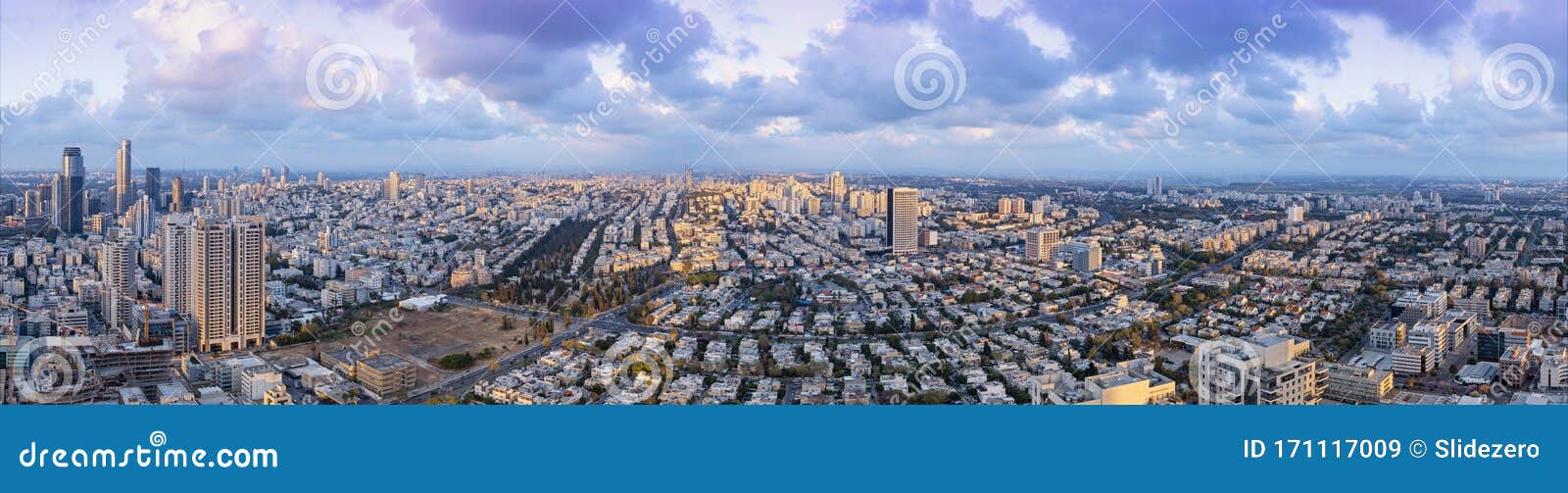 Aerial View on Tel Aviv, Givatayim and Ramat Gan Residential Area at ...