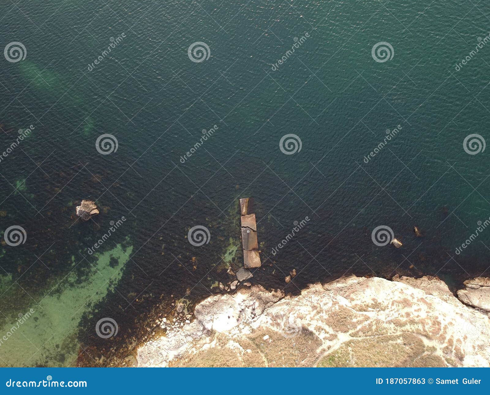 aerial view terkos lake at sunny day. lake durusu is one of the most beautiful lakes located near istanbul..