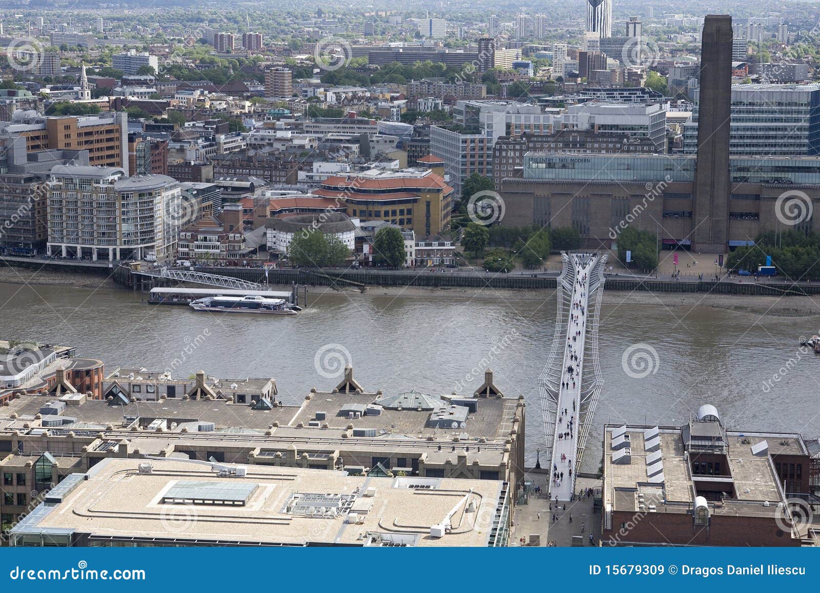 Aerial View with Thames River, Bridge and Building Editorial Stock ...