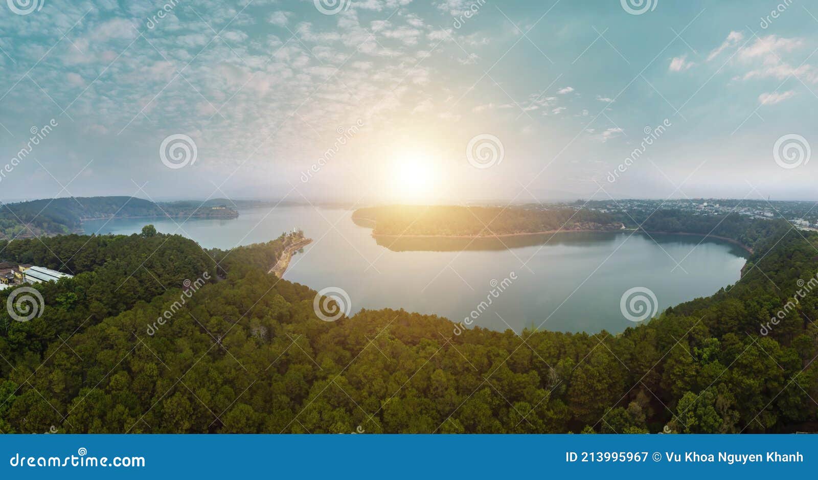 Aerial View of To Nung Lake Near Pleiku City, Gia Lai Province, Vietnam.  this Lake on the Lava Background of a Volcano that Has Stock Image - Image  of aerial, jungle: 213995967