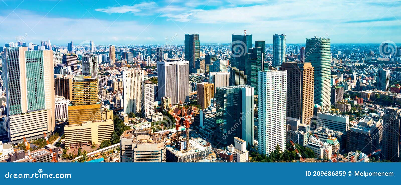 aerial view of the toranomon, tokyo skyline