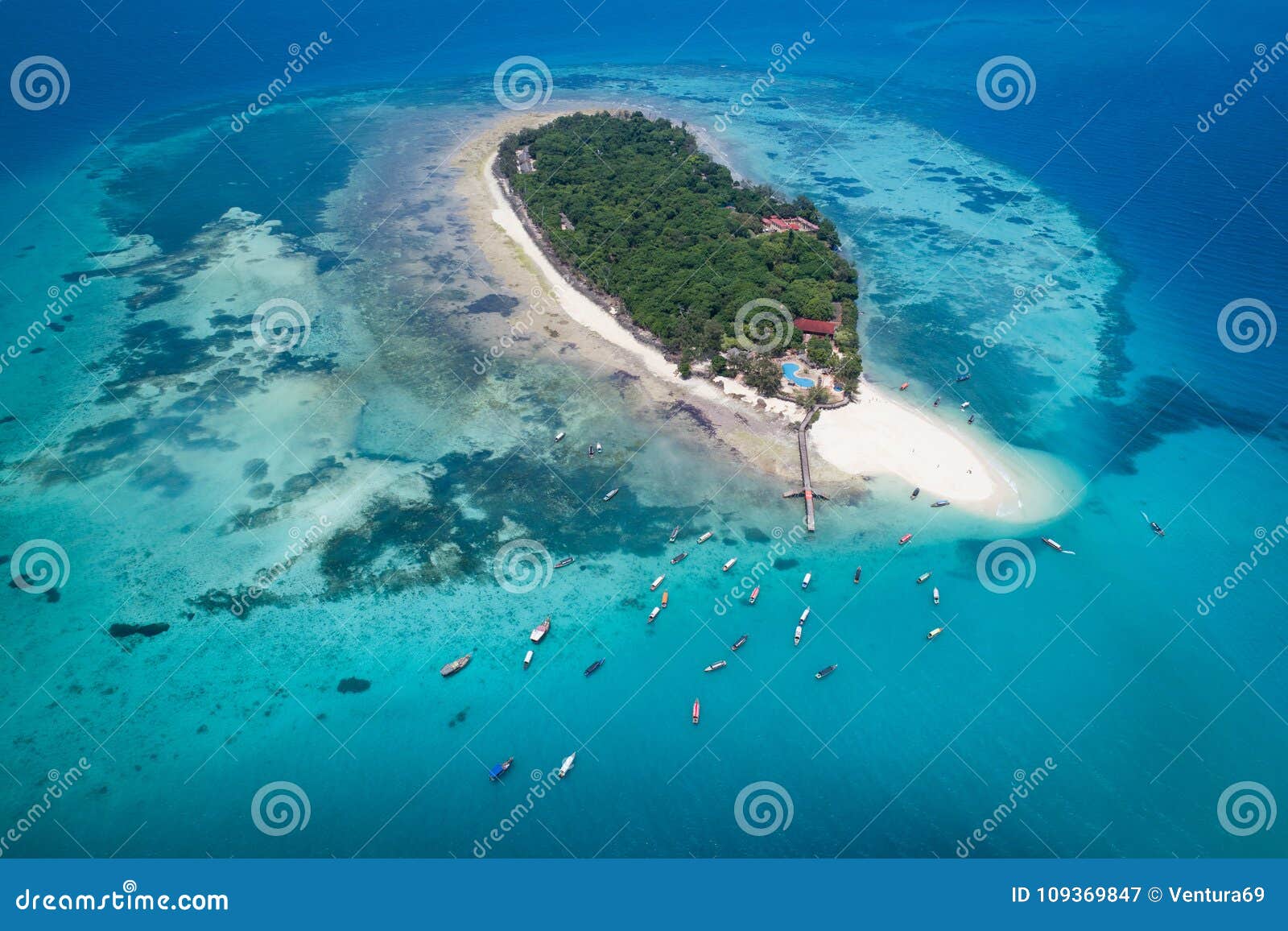 aerial view of prison island, zanzibar