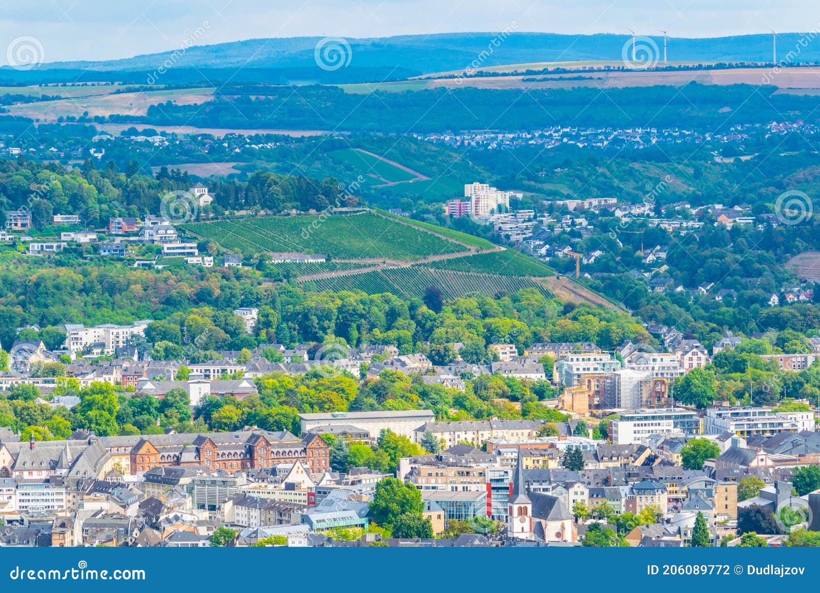 Aerial View of Trier, Germany Stock Photo Image of valley, place