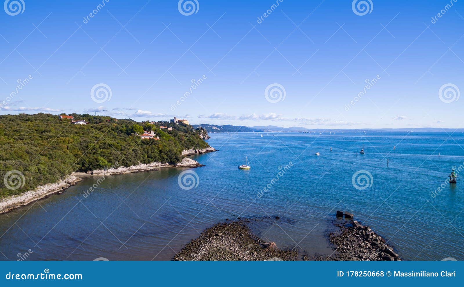 aerial view of trieste gulf from villaggio del pescatore duino
