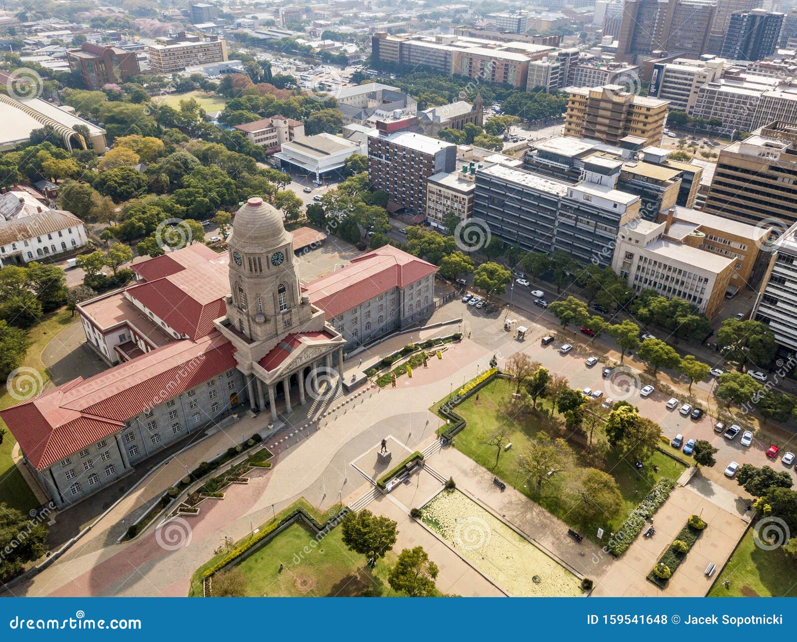aerial view of tshwane city hall in the heart of pretoria, south africa