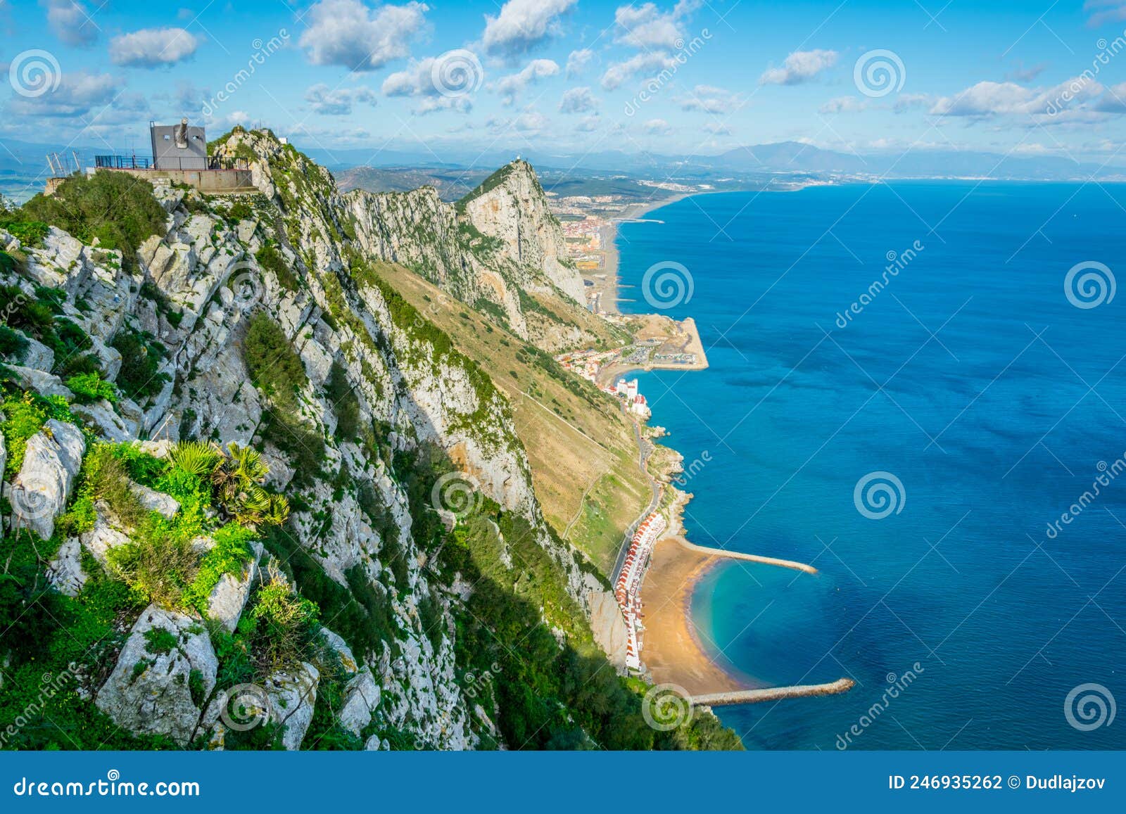 Aerial View of the Upper Rock on Gibraltar....IMAGE Stock Photo Image