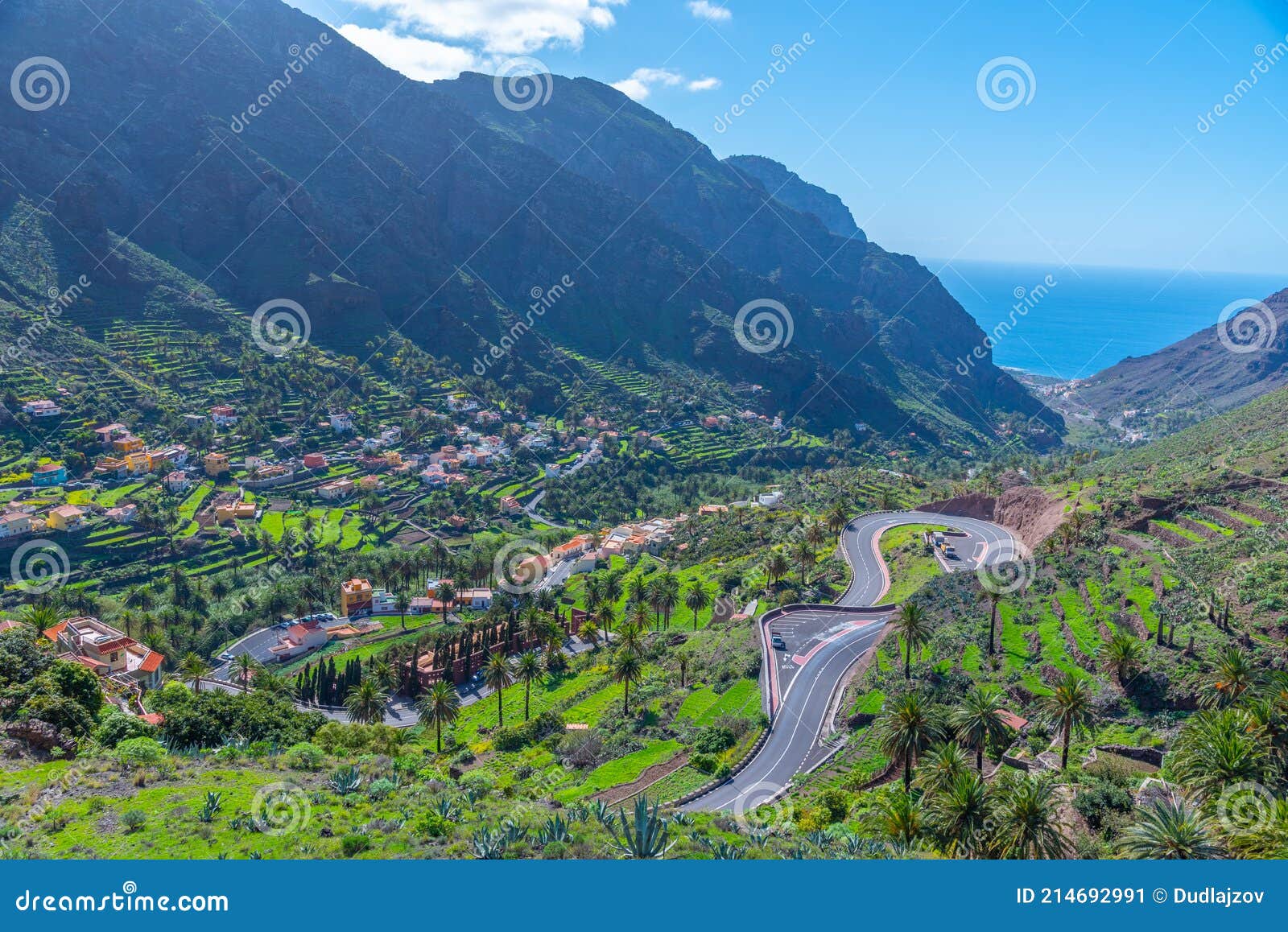 aerial view of valle gran rey valley at la gomera, canary islands, spain