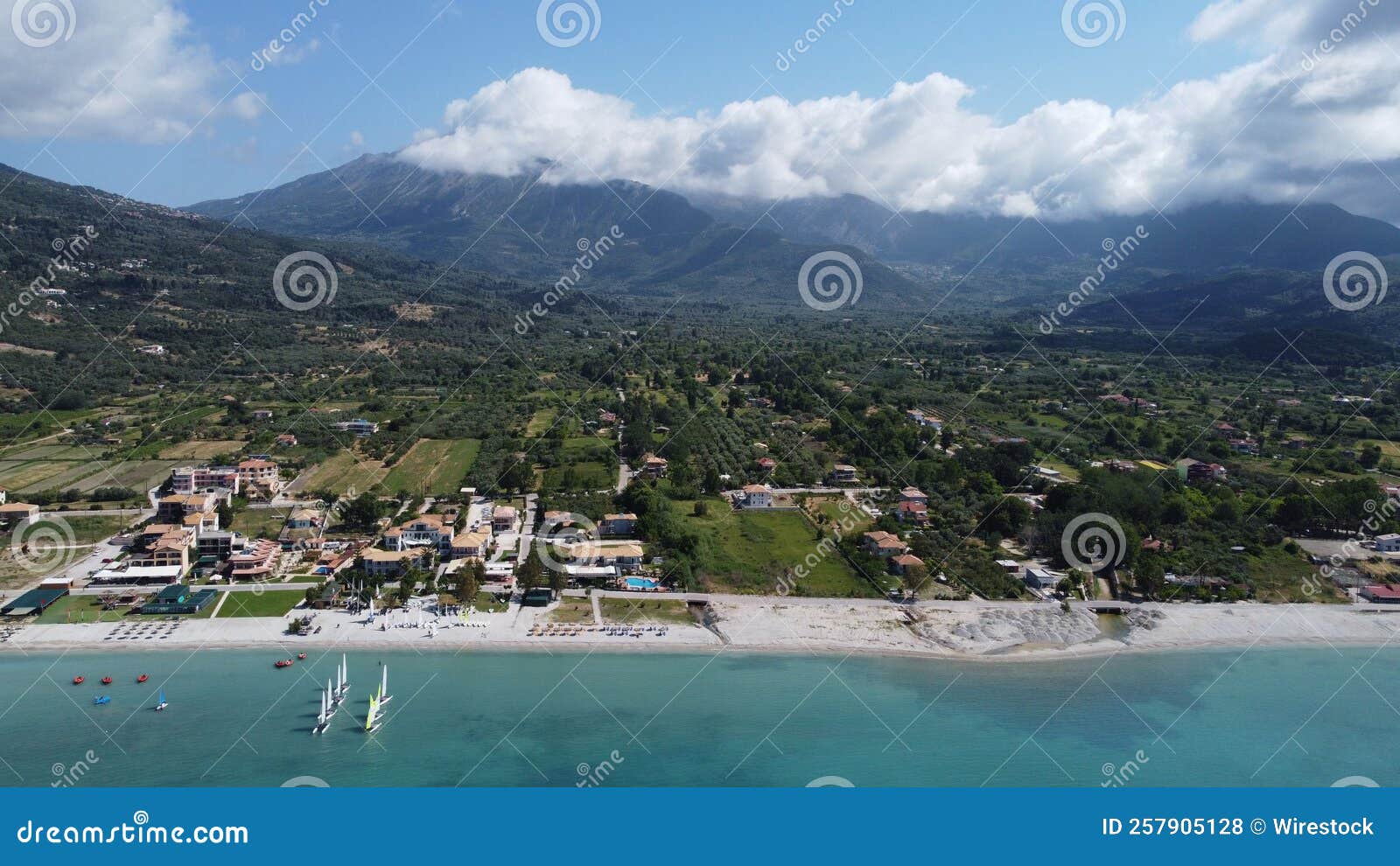 Aerial View of Vassiliki in Lefkada, Greece Stock Photo - Image of ...