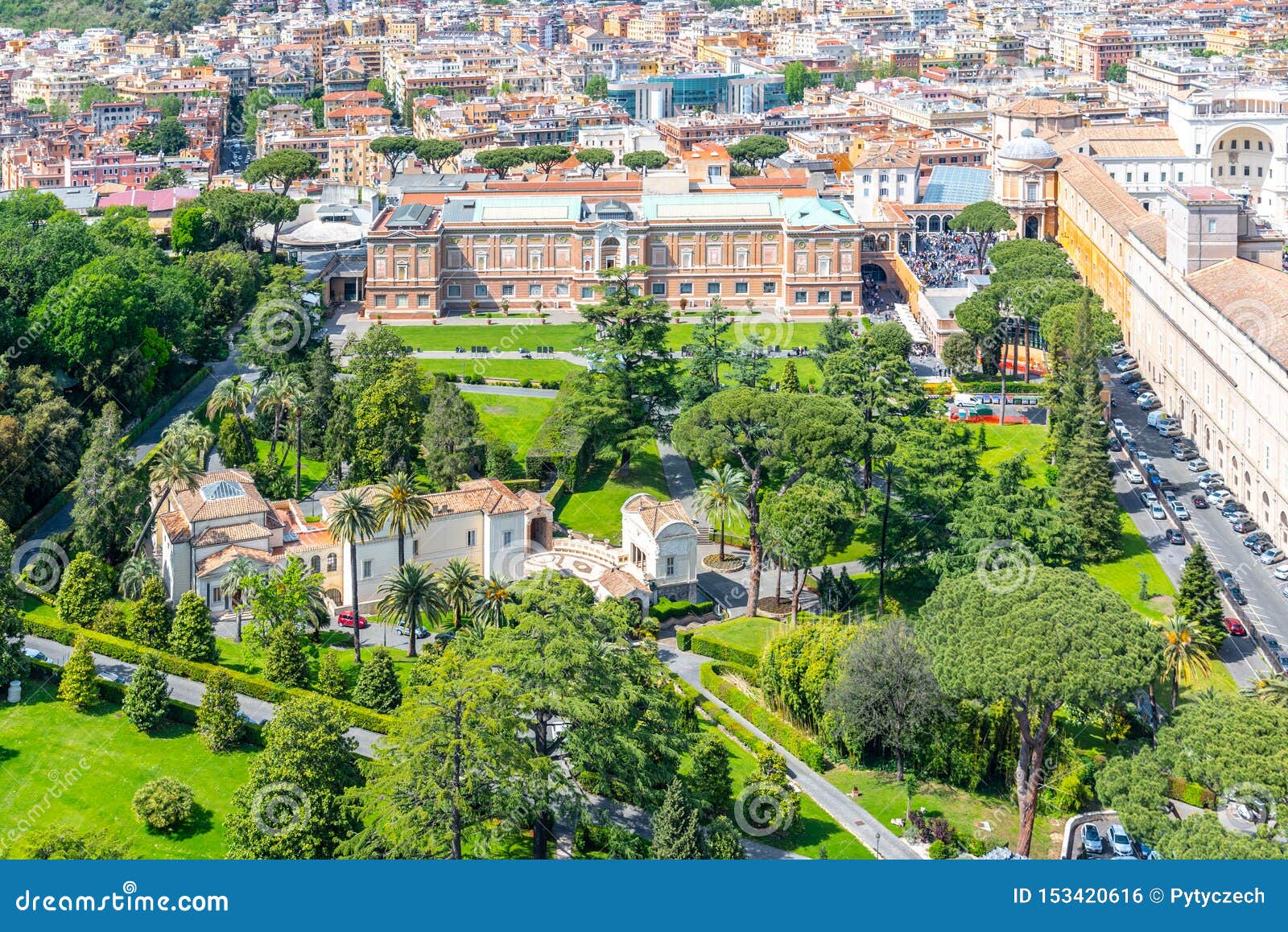 Aerial View Of Vatican Gardens In Vatican City Rome Italy Stock