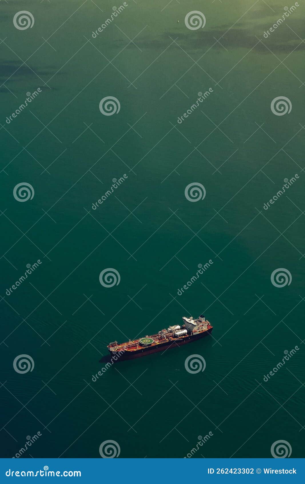 Aerial View of a Vessel in the Green Waters Editorial Photography