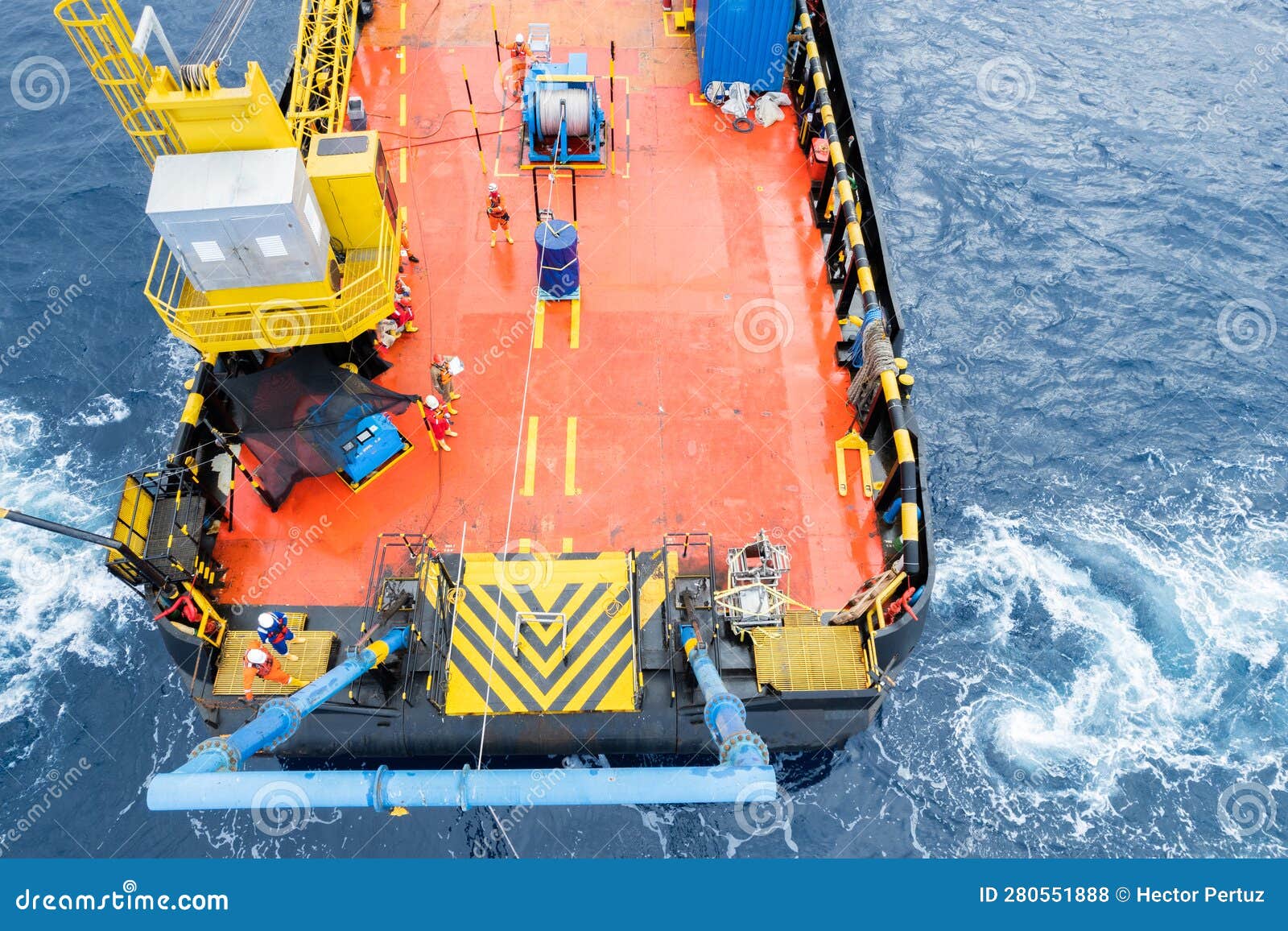 Aerial View of a Vessel Working Offshore in the Ocean Stock Photo ...