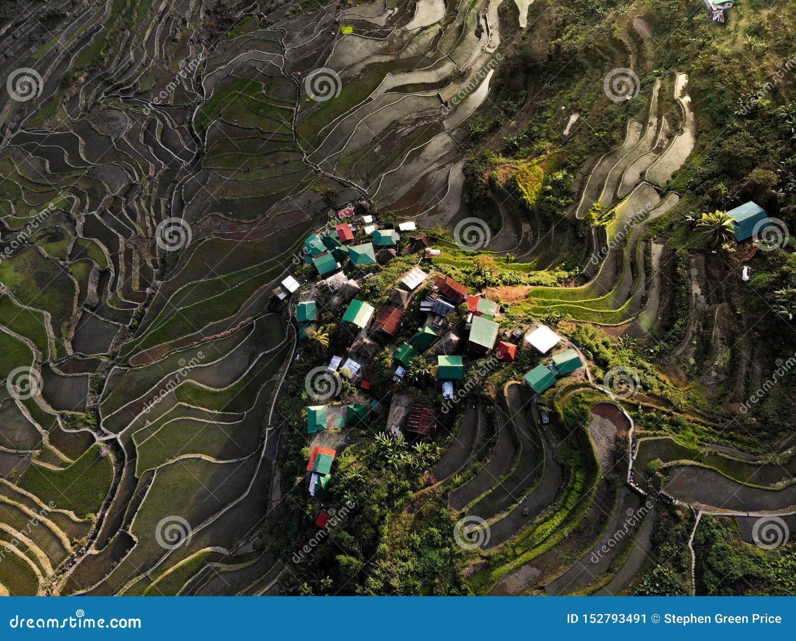 aerial view - batad rice terraces - the philippines