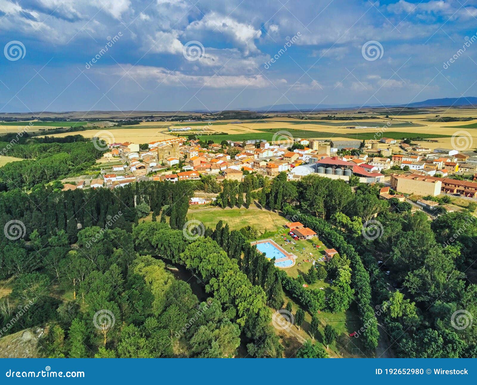 aerial view in village of la rioja near of logrono,spain. drone photo