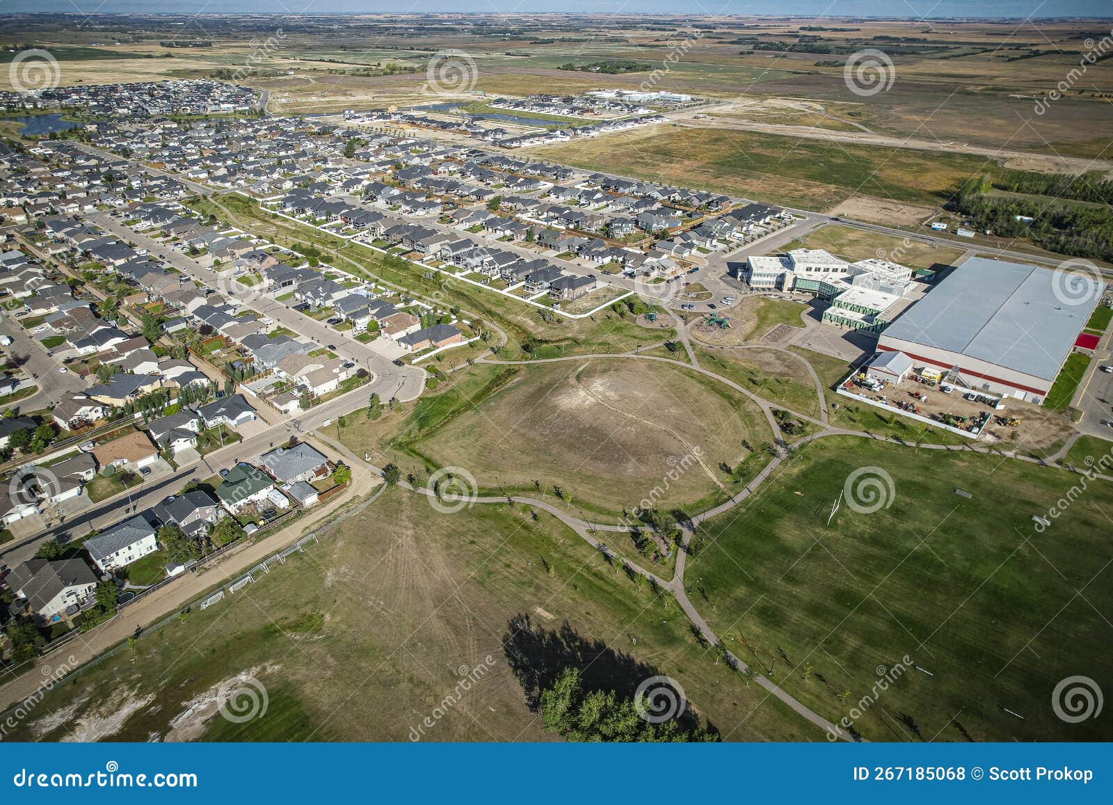 Aerial View of Warman in Central Saskatchewan, Canada Stock Photo