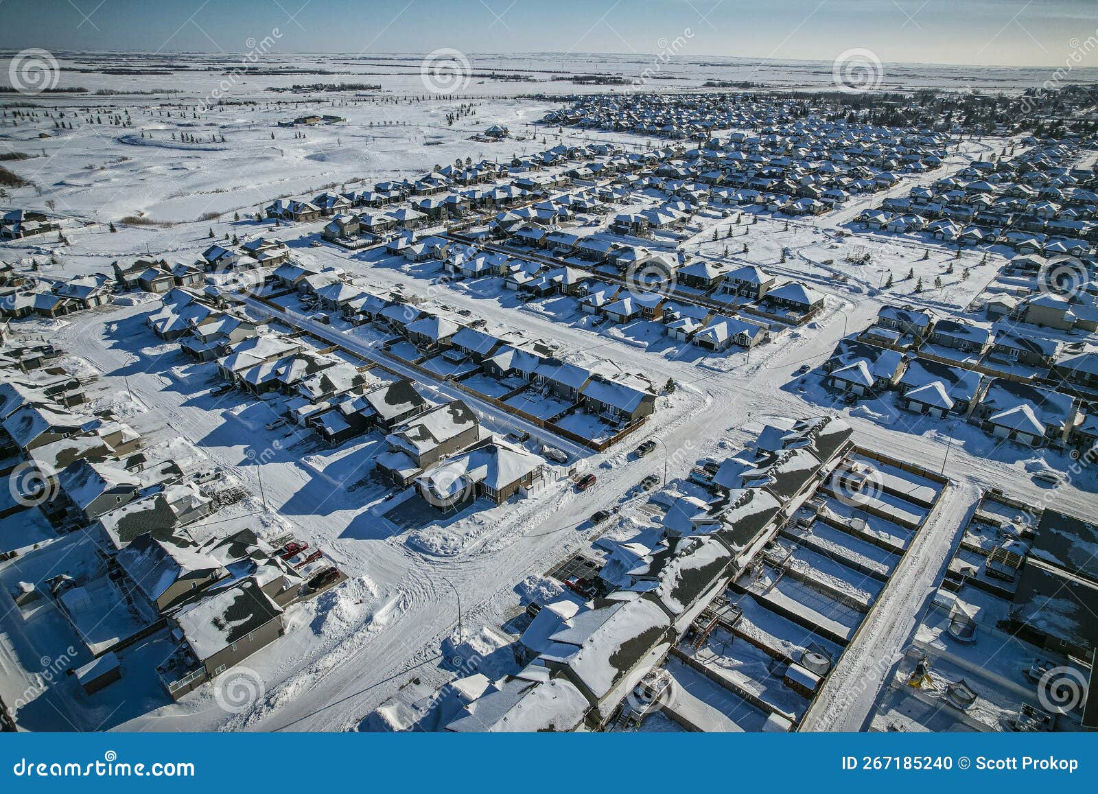Aerial View of Warman in Central Saskatchewan, Canada Stock Photo