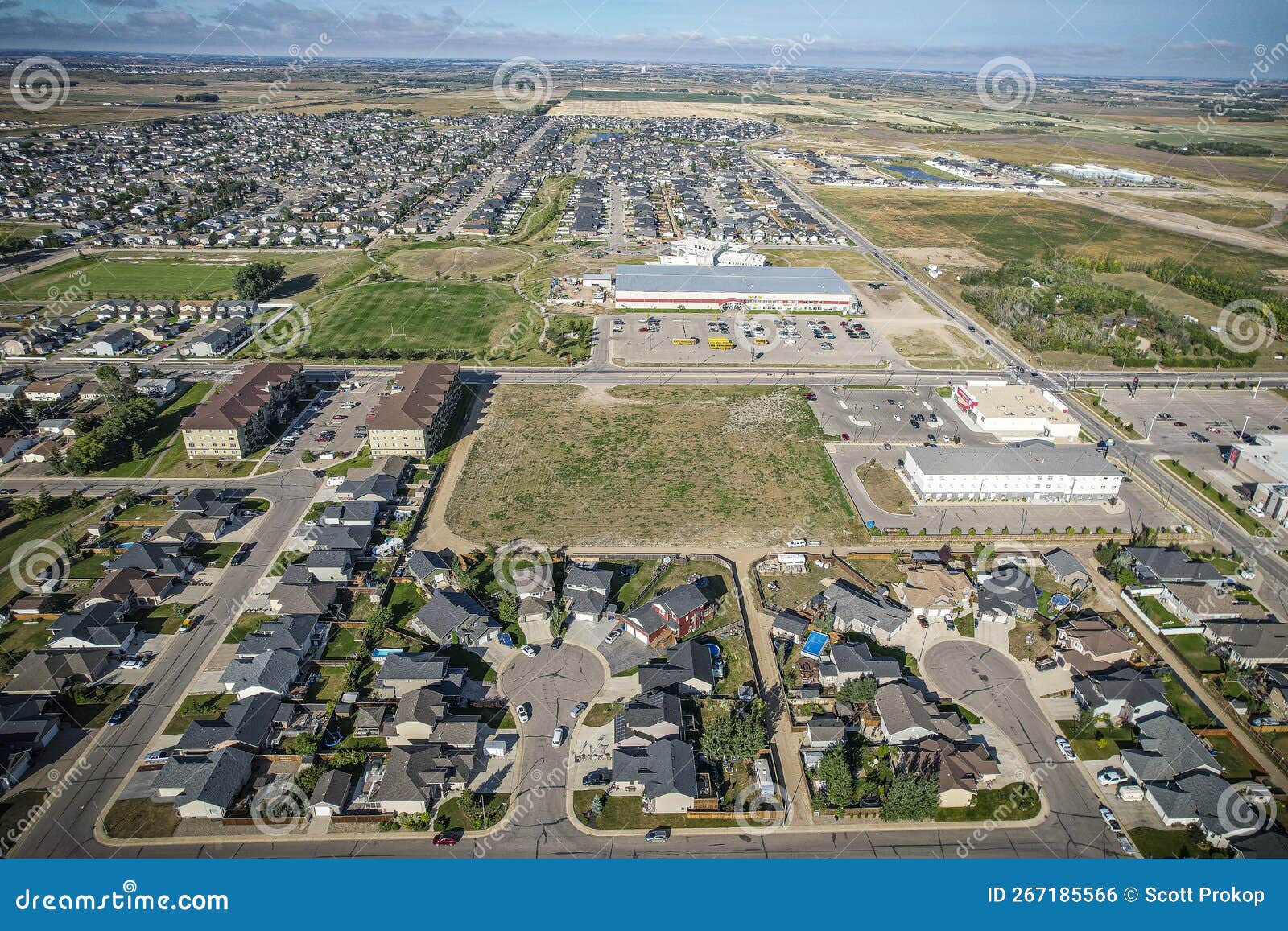 Aerial View of Warman in Central Saskatchewan, Canada Stock Photo