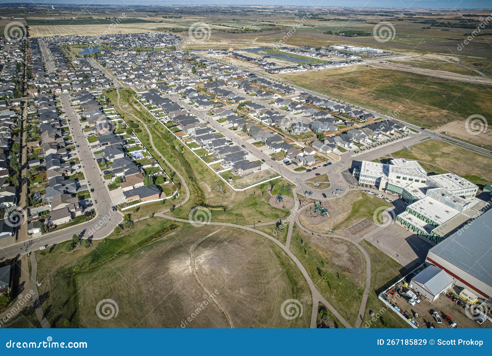 Aerial View of Warman in Central Saskatchewan, Canada Stock Image