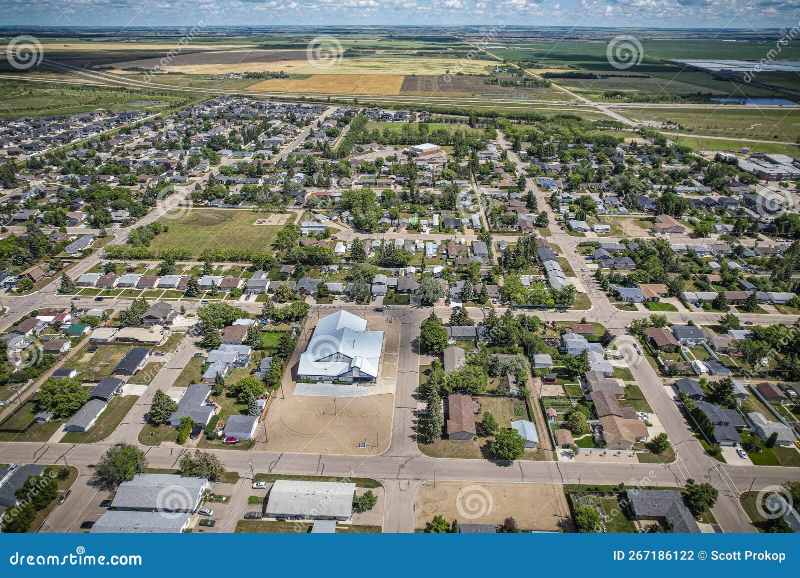 Aerial View of Warman in Central Saskatchewan, Canada Stock Photo